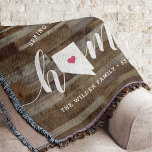 Nevada Home State Personalized Wood Look Throw Blanket<br><div class="desc">Show some home state pride with this cute rustic faux wood plank throw blanket featuring "home" in white calligraphy script lettering with a silhouette map of the state of Nevada standing in for the letter "O." A pink heart illustration inside the state map completes the design; you can change the...</div>