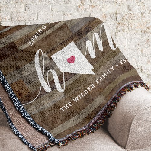 Nevada Home State Personalized Wood Look Throw Blanket