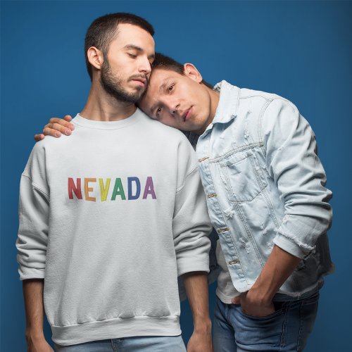 Nevada in Rainbow Colors Embroidered Sweatshirt
