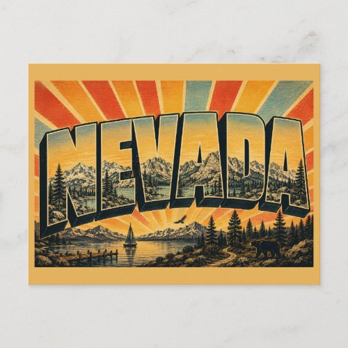 Nevada Lake Tahoe Alpine Peaks Forest Art Postcard