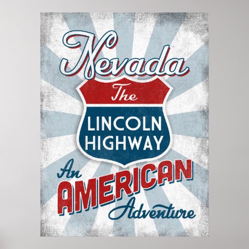 Nevada Lincoln Highway Vintage America Poster