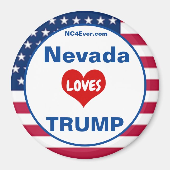 Nevada LOVES TRUMP Patriotic Fridge Magnet (Front)