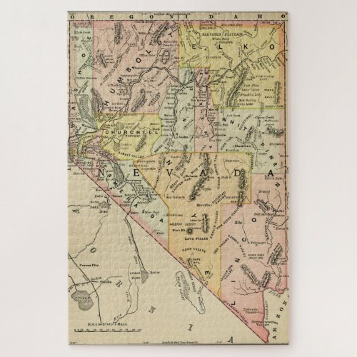 Nevada Map Antique Colorful State Jigsaw Puzzle