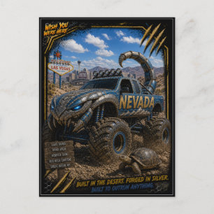 Nevada Monster Truck Off Road Art Postcard