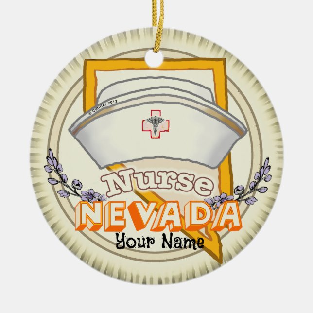 Nevada Nurse Ceramic Ornament (Front)