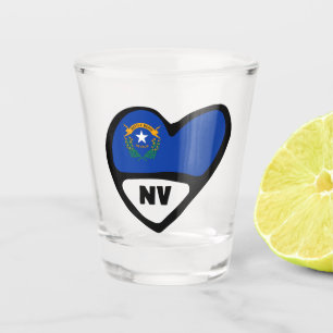Nevada, NV State Flag In Heart Shot Glass