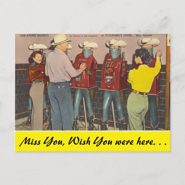 Nevada, One Armed Bandits, Elko Postcard (Front)