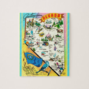 Nevada Postcard 8x10 Map Jigsaw Puzzle