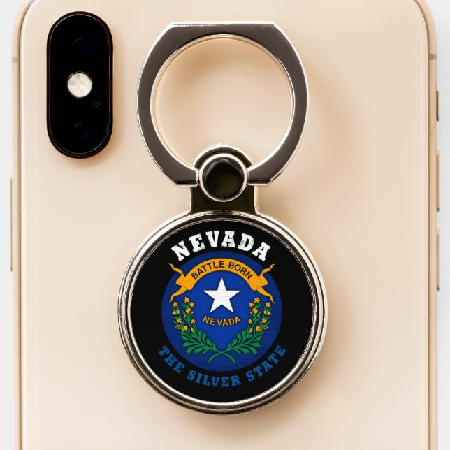 NEVADA SILVER STATE FLAG PHONE RING STAND (Close Up)