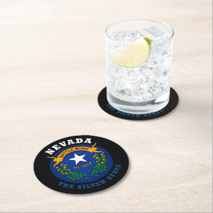 NEVADA SILVER STATE FLAG ROUND PAPER COASTER