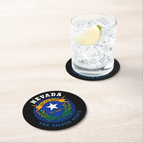NEVADA SILVER STATE FLAG ROUND PAPER COASTER