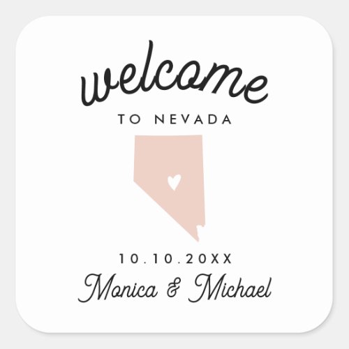 NEVADA State Destination Wedding ANY COLOR   Square Sticker