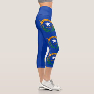 Nevada State Flag Capri Leggings