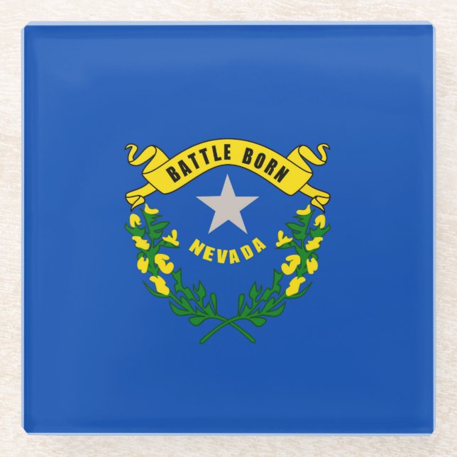 Nevada State Flag Design Decor Glass Coaster (Front)