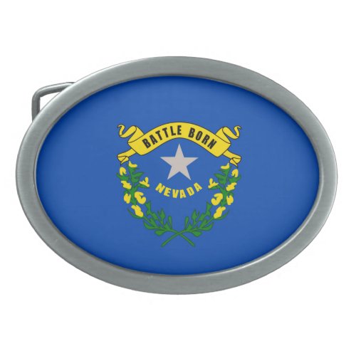 Nevada State Flag Design Oval Belt Buckle