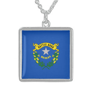 Nevada State Flag Design Sterling Silver Necklace