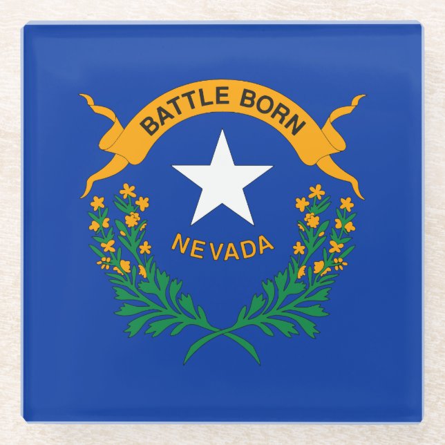 Nevada State Flag Glass Coaster (Front)