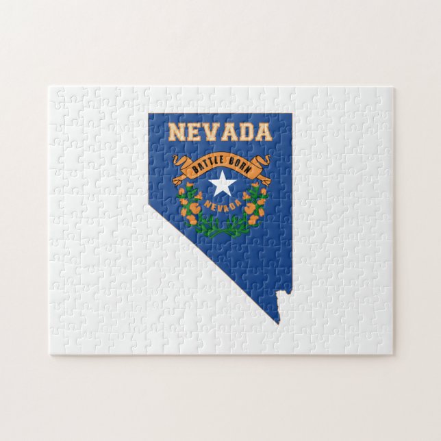 Nevada State Flag Map Jigsaw Puzzle (Horizontal)