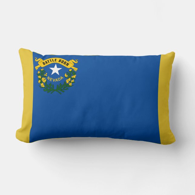 Nevada State Flag Print Patriotic Lumbar Pillow (Front)