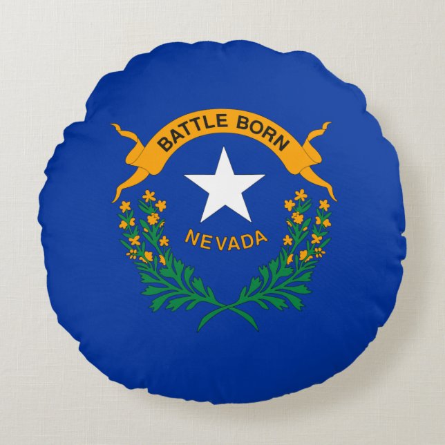 Nevada State Flag Round Pillow (Front)