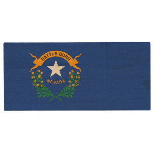 Nevada State Flag Wood Flash Drive