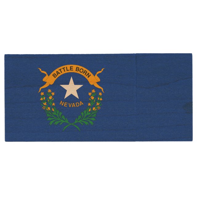 Nevada State Flag Wood Flash Drive (Front)