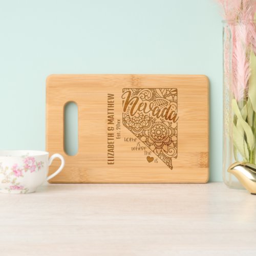 Nevada state map outline newly weds USA Cutting Board