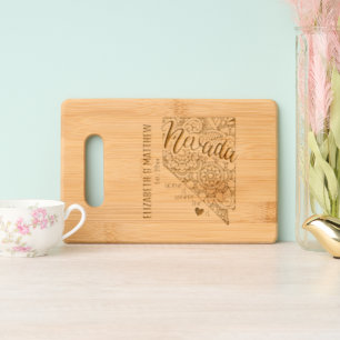 Nevada state map outline newly weds USA Engraved Cutting Board