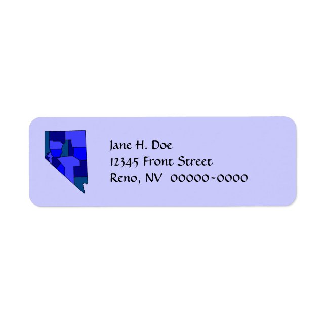 Nevada State Map Shape NV Return Address Label (Front)