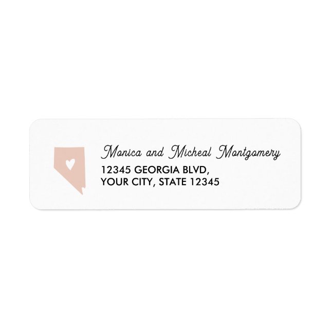NEVADA State Map with Heart - ANY COLOR  Label (Front)