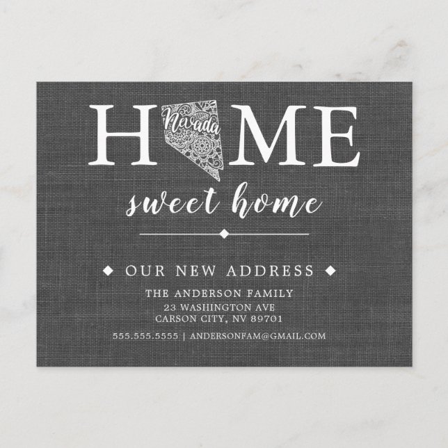 NEVADA State Moving Announcement Post Card (Front)