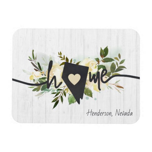 Nevada State Personalized Home City Rustic Floral Magnet