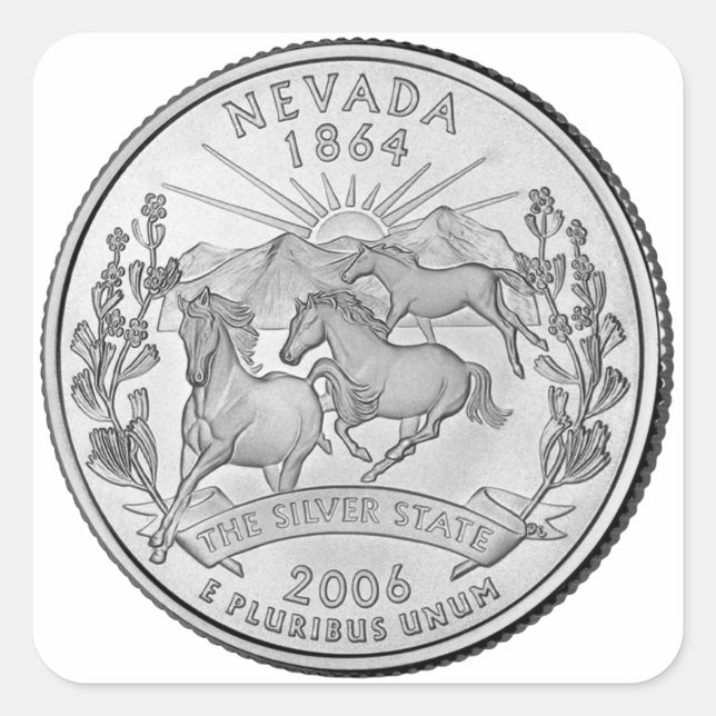 Nevada State Quarter Square Sticker (Front)