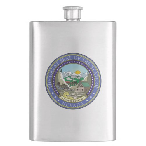 Nevada State Seal Hip Flask