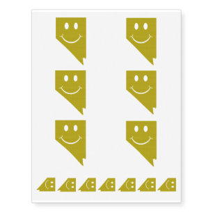Nevada State Shape Smiley Face Temporary Tattoos