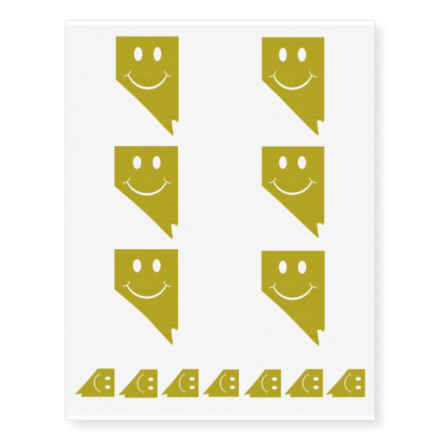 Nevada State Shape Smiley Face Temporary Tattoos (Front)