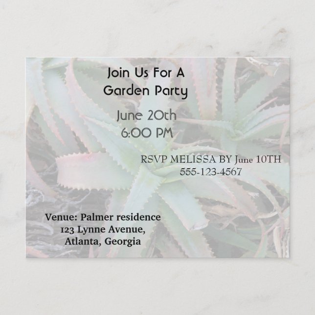 Nevada succulents        invitation postcard (Front)