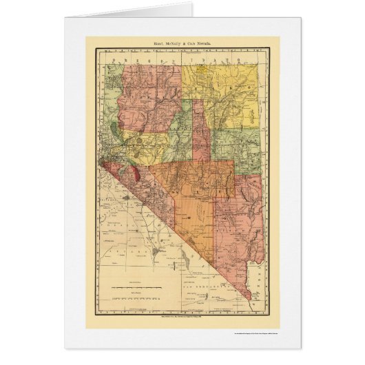 Nevada Town & Railroad Map 1893 Cards (Front)