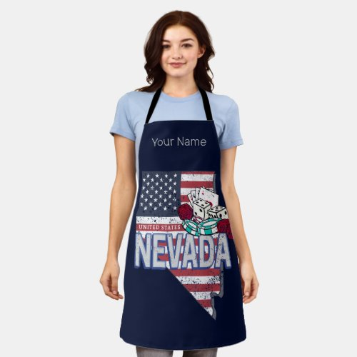 Nevada United States Retro Map Vintage USA Casino Apron