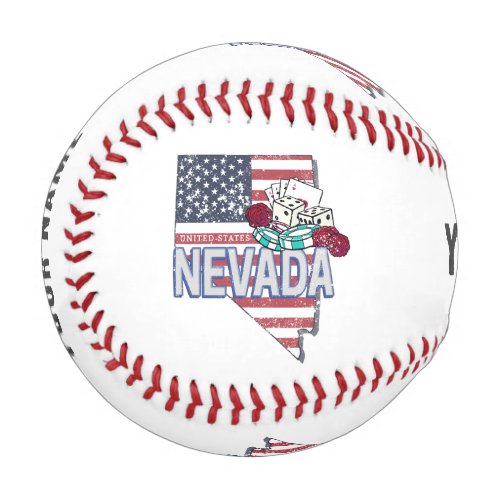 Nevada United States Retro Map Vintage USA Casino Baseball