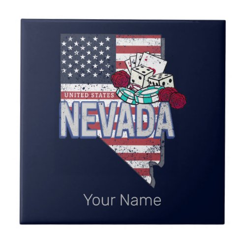 Nevada United States Retro Map Vintage USA Casino Ceramic Tile
