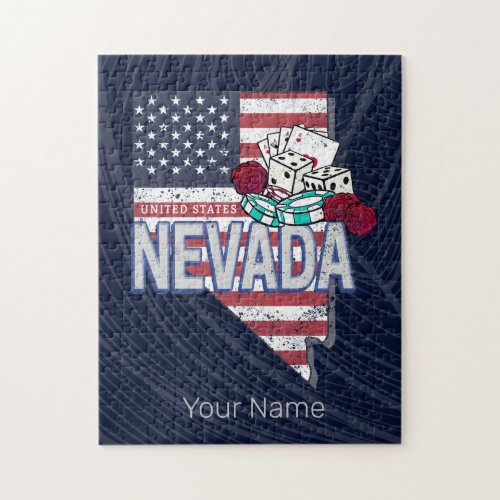 Nevada United States Retro Map Vintage USA Casino Jigsaw Puzzle