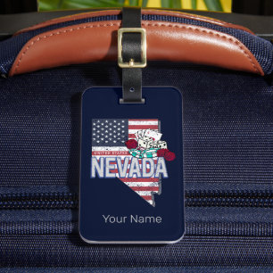 Nevada United States Retro Map Vintage USA Casino Luggage Tag