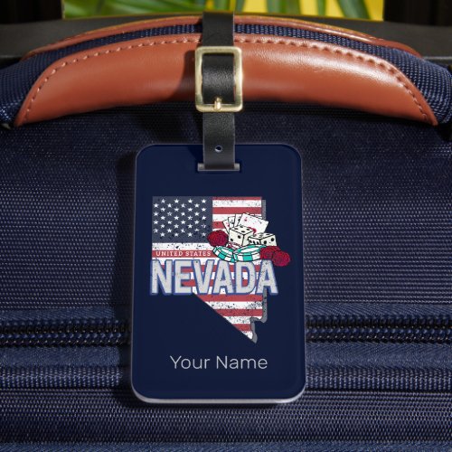 Nevada United States Retro Map Vintage USA Casino Luggage Tag