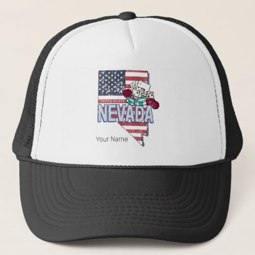 Nevada United States Retro Map Vintage USA Casino Trucker Hat