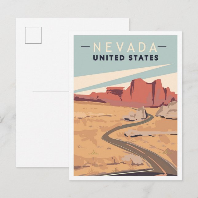 Nevada United States Vintage Travel Illustration Postcard (Front/Back)