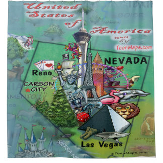 Nevada USA Cartoon Map Shower Curtain