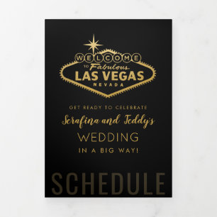 Nevada Vegas Guest Wedding Welcome Schedule Tri-Fold Program