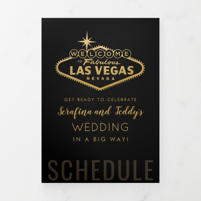 Nevada Vegas Guest Wedding Welcome Schedule Tri-Fold Program (Cover)