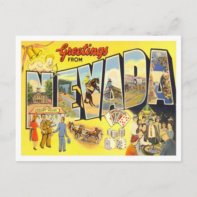 Nevada Vintage Big Letters Postcard (Front)